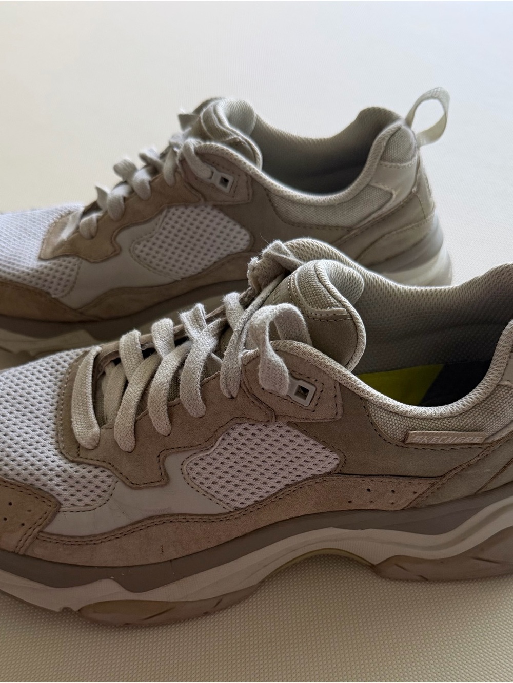Skechers Neutral Beige and White Chunky Sneakers